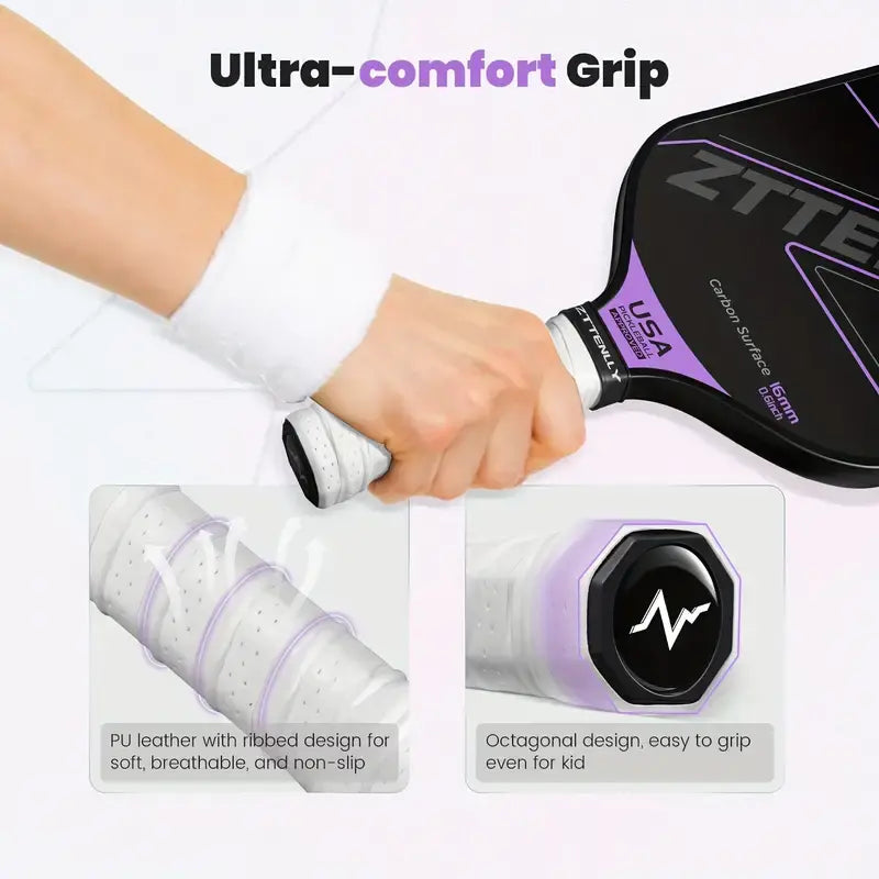 Graphite Carbon Fiber Pickleball Paddle (T300) - Purple - Sports & Fitness > Ball Sports > Basketball & Basketball