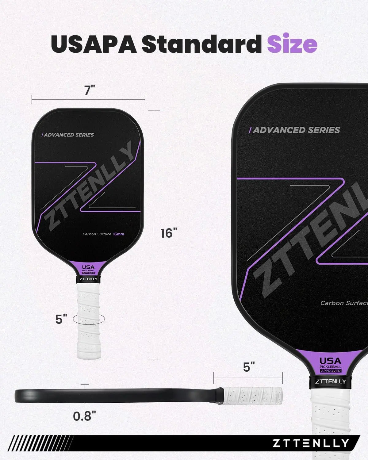 Graphite Carbon Fiber Pickleball Paddle (T300) - Purple - Sports & Fitness > Ball Sports > Basketball & Basketball